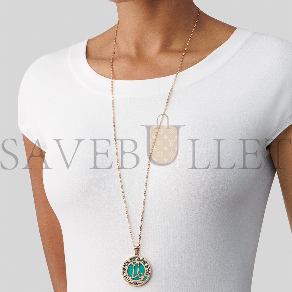 V*N CL*F arpels zodiaque long necklace capricorni (capricorn) - rose gold, amazonite  vcarp9r900